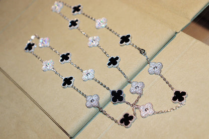[Am jewelry]CLOVER 20 MOTIFS ONYX DIAMOND SILVER