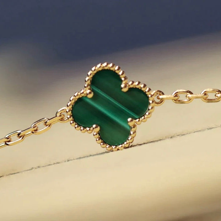 [Am jewelry]CLOVER 20 MOTIFS MALACHITE DIAMOND NECKLACE