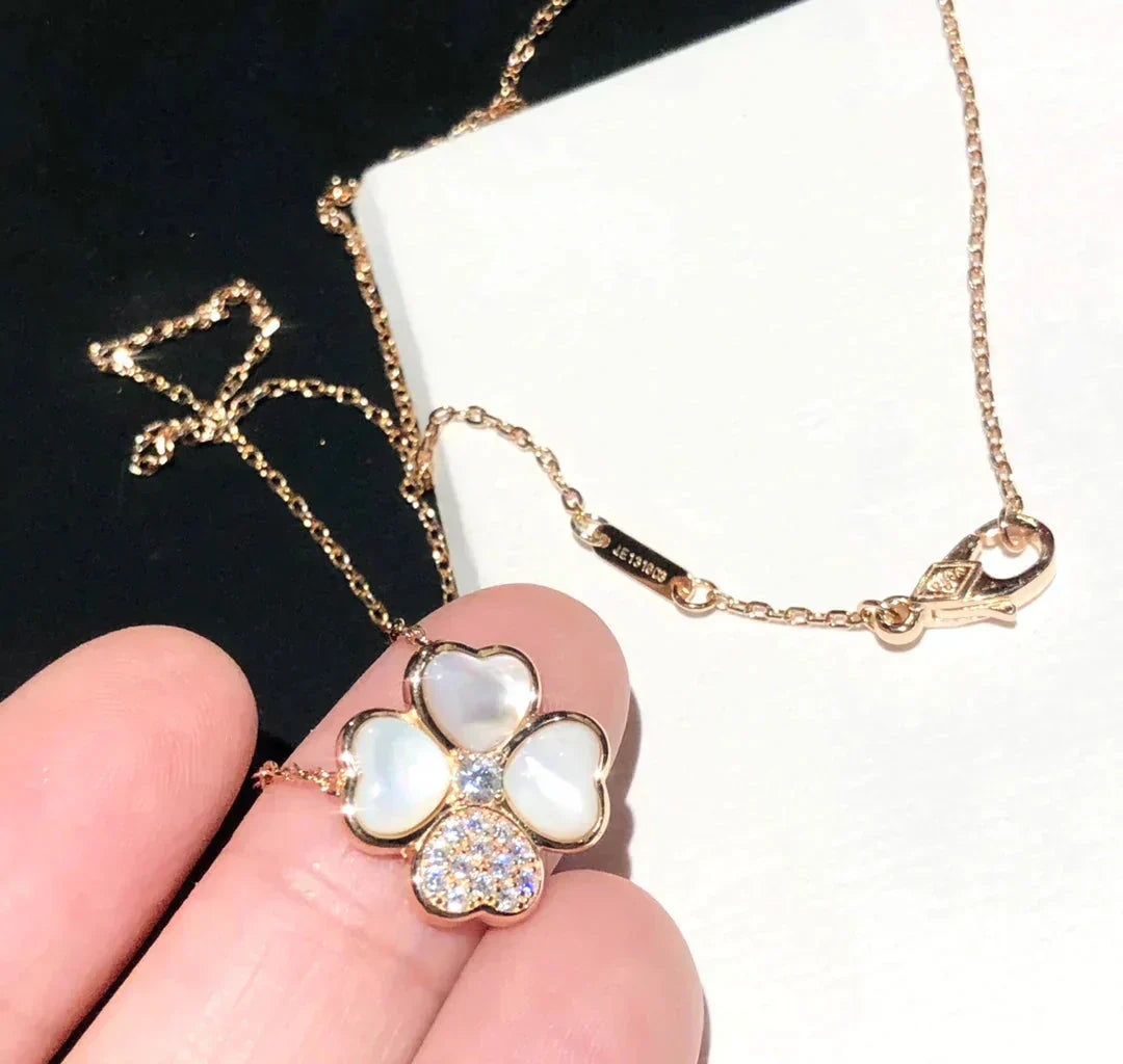 [Am jewelry]CLOVER MOP DIAMOND ROSE GOLD NECKLACE