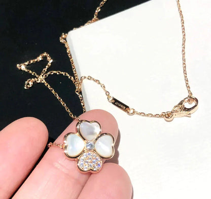 [Am jewelry]CLOVER MOP DIAMOND ROSE GOLD NECKLACE
