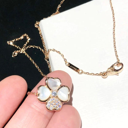 [Am jewelry]CLOVER MOP DIAMOND ROSE GOLD NECKLACE