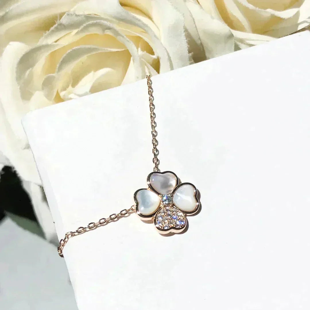 [Am jewelry]CLOVER MOP DIAMOND ROSE GOLD NECKLACE