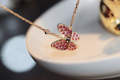 [Am jewelry]BUTTERFLY RED DIAMOND ROSE GOLD NECKLACE