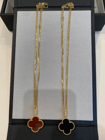 [Am jewelry]CLOVER 25MM NECKLACE GOLD CARNELIAN
