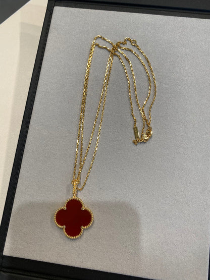 [Am jewelry]CLOVER 25MM NECKLACE GOLD CARNELIAN