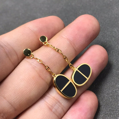 [Am jewelry]CHAINE VERSO BLACK CERAMIC SILVER EARRINGS