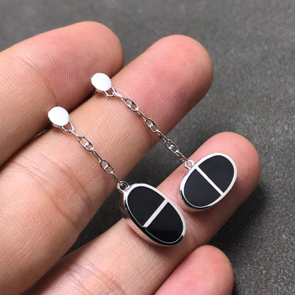[Am jewelry]CHAINE VERSO BLACK CERAMIC SILVER EARRINGS