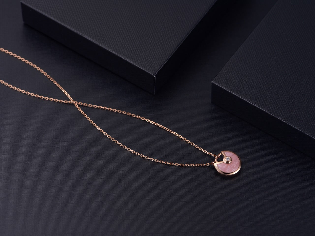 [Am jewelry]AMULETTE ROSE GOLD PINK MOP NECKLACE