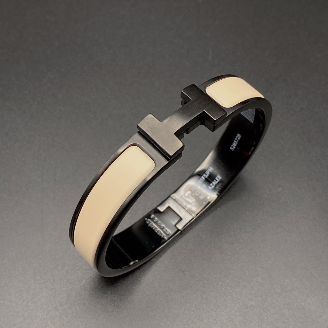 [Am jewelry]H BRACELET 12MM BLACK BEIGE CERAMIC