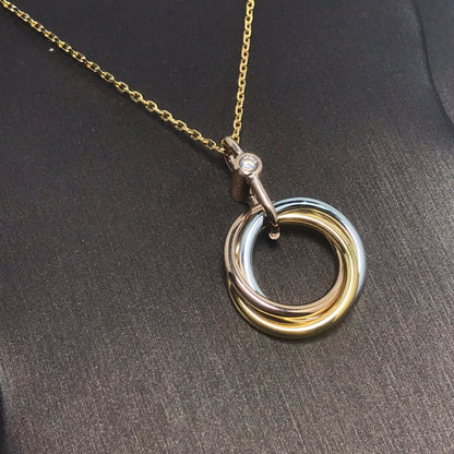 [Am jewelry]TRINITY SILVER GOLD PINK GOLD NECKLACE