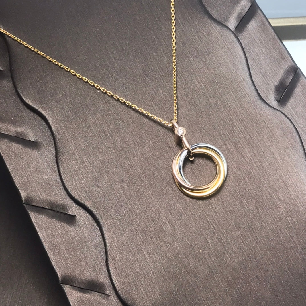 [Am jewelry]TRINITY SILVER GOLD PINK GOLD NECKLACE