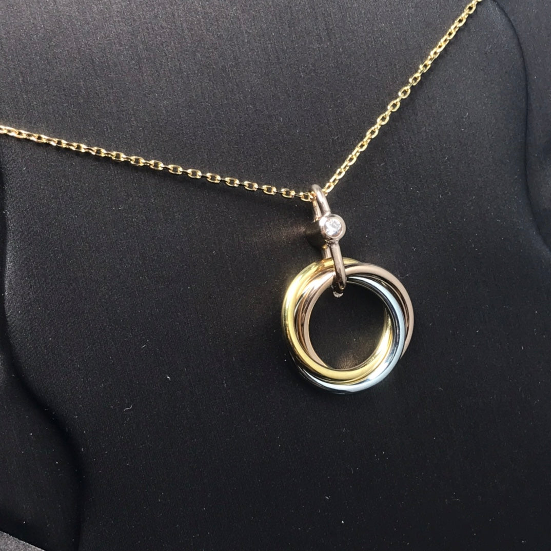 [Am jewelry]TRINITY SILVER GOLD PINK GOLD NECKLACE