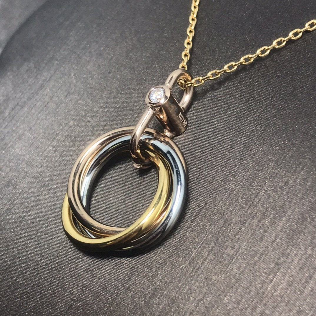 [Am jewelry]TRINITY SILVER GOLD PINK GOLD NECKLACE