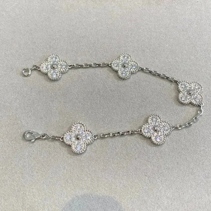 [Am jewelry] CLOVER 5 MOTIF FULL DIAMOND BRACELET COLLECTION