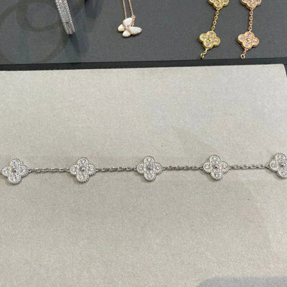 [Am jewelry] CLOVER 5 MOTIF FULL DIAMOND BRACELET COLLECTION