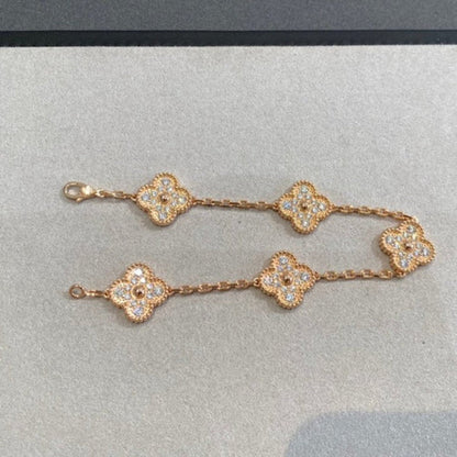 [Am jewelry] CLOVER 5 MOTIF FULL DIAMOND BRACELET COLLECTION