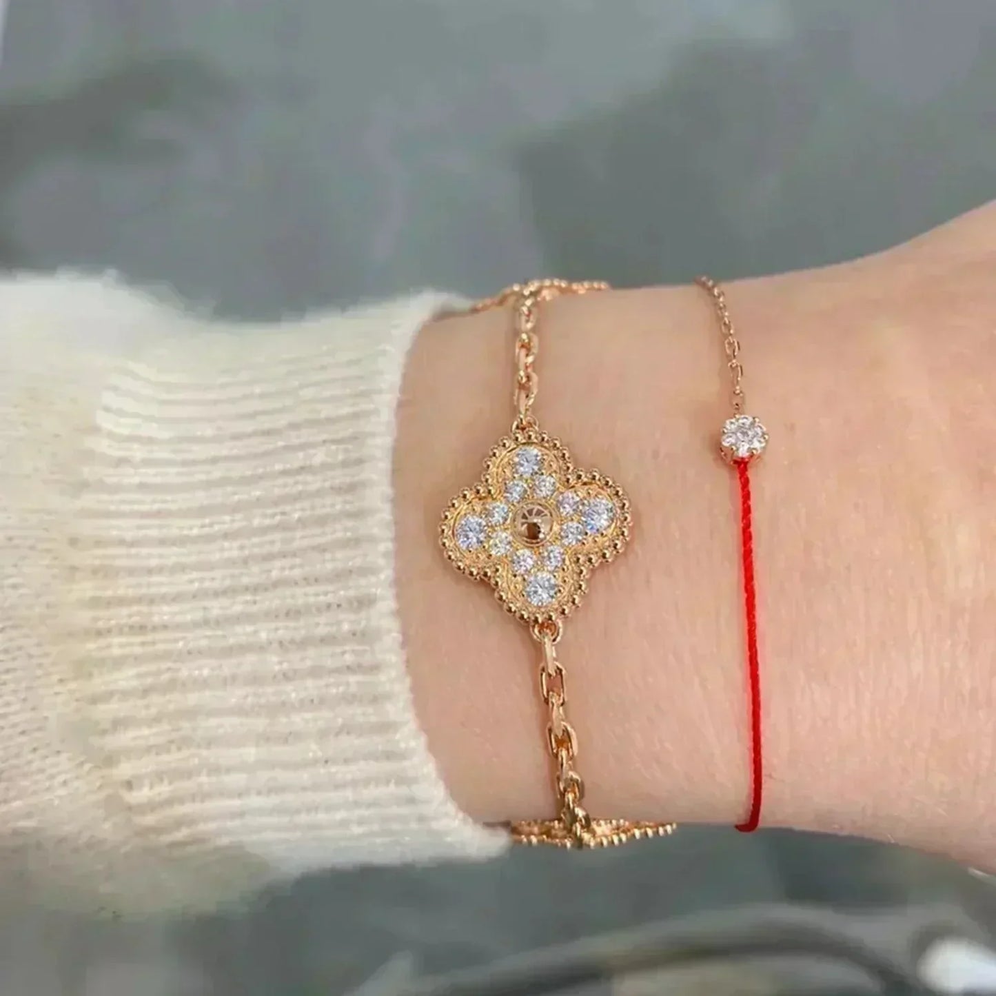 [Am jewelry] CLOVER 5 MOTIF FULL DIAMOND BRACELET COLLECTION