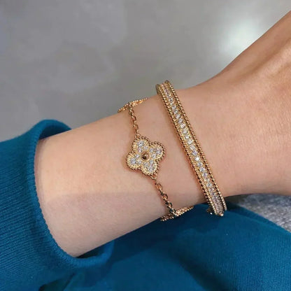 [Am jewelry] CLOVER 5 MOTIF FULL DIAMOND BRACELET COLLECTION