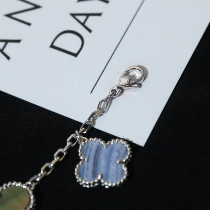 [Am jewelry]CLOVER BRACELET 5 MOTIFS MOP CHALCEDONY SILVER