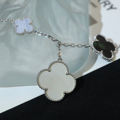 [Am jewelry]CLOVER BRACELET 5 MOTIFS MOP CHALCEDONY SILVER