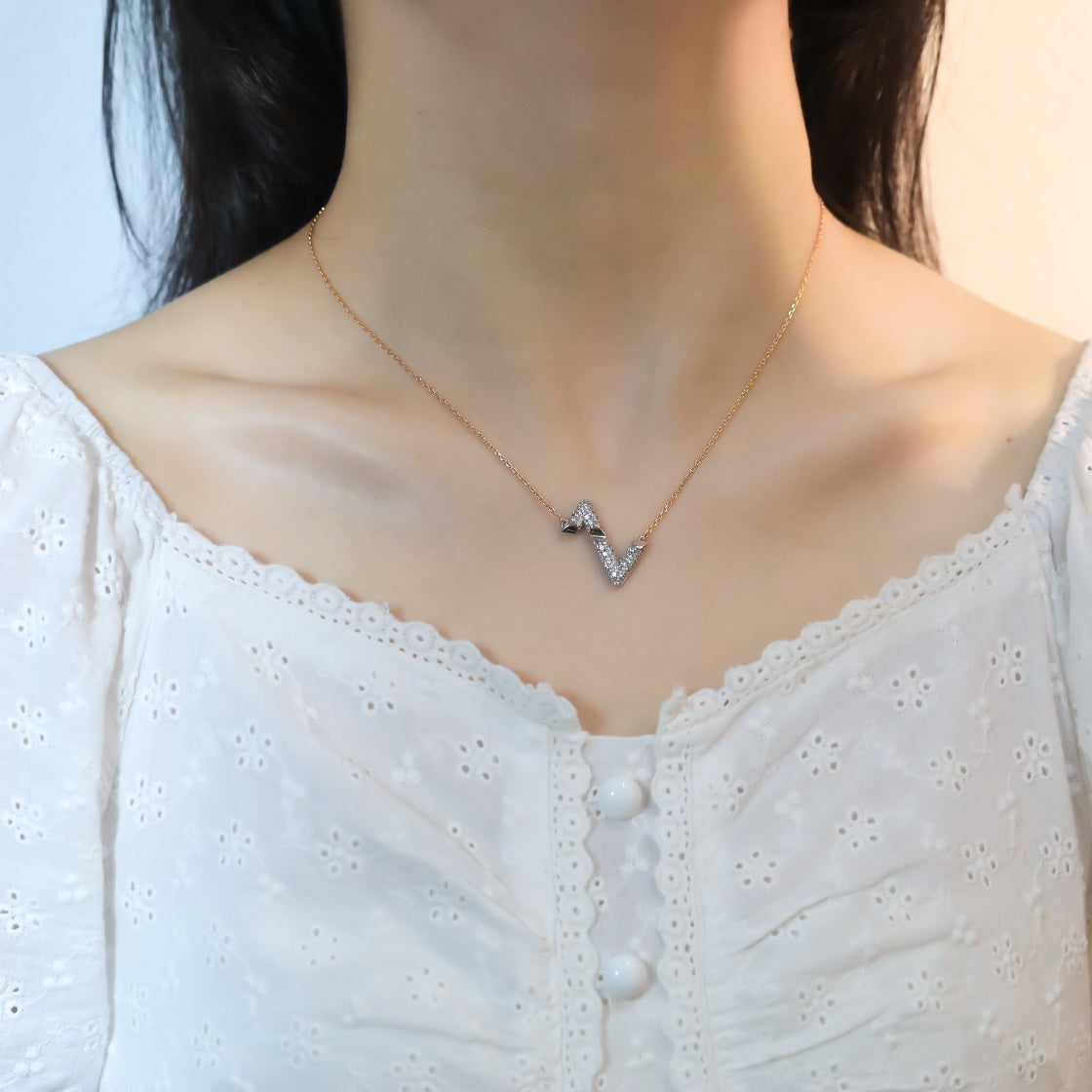 [Am jewelry]VOLT SILVER DIAMOND PEDANT NECKLACE