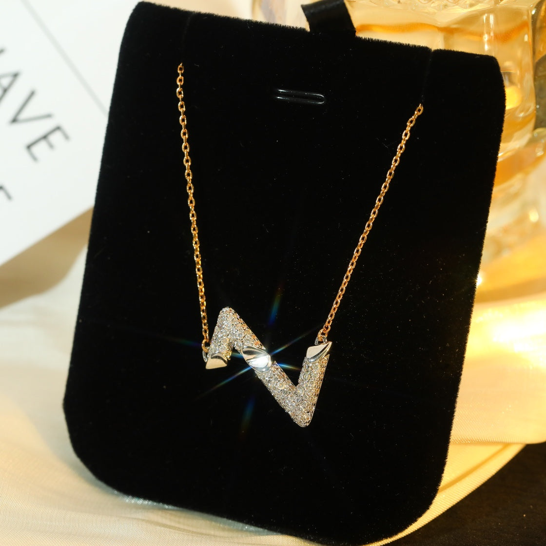 [Am jewelry]VOLT SILVER DIAMOND PEDANT NECKLACE