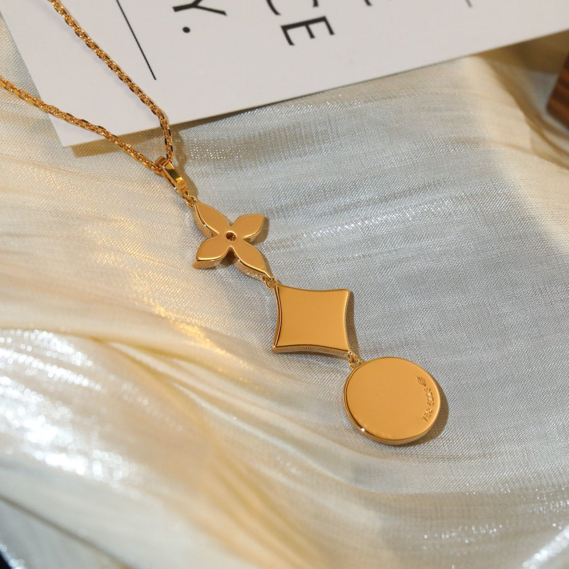 [Am jewelry]STAR AND SUN DIAMOND PINK GOLD NECKLACE
