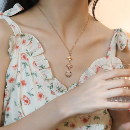 [Am jewelry]STAR AND SUN DIAMOND PINK GOLD NECKLACE