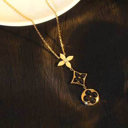 [Am jewelry]STAR AND SUN ONYX PINK GOLD NECKLACE