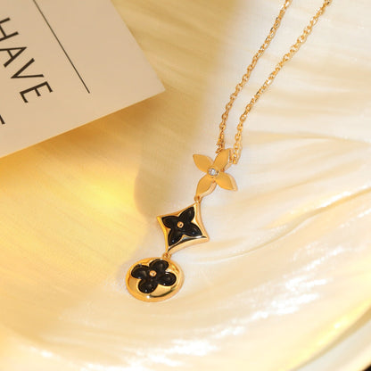 [Am jewelry]STAR AND SUN ONYX PINK GOLD NECKLACE