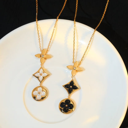 [Am jewelry]STAR AND SUN ONYX PINK GOLD NECKLACE