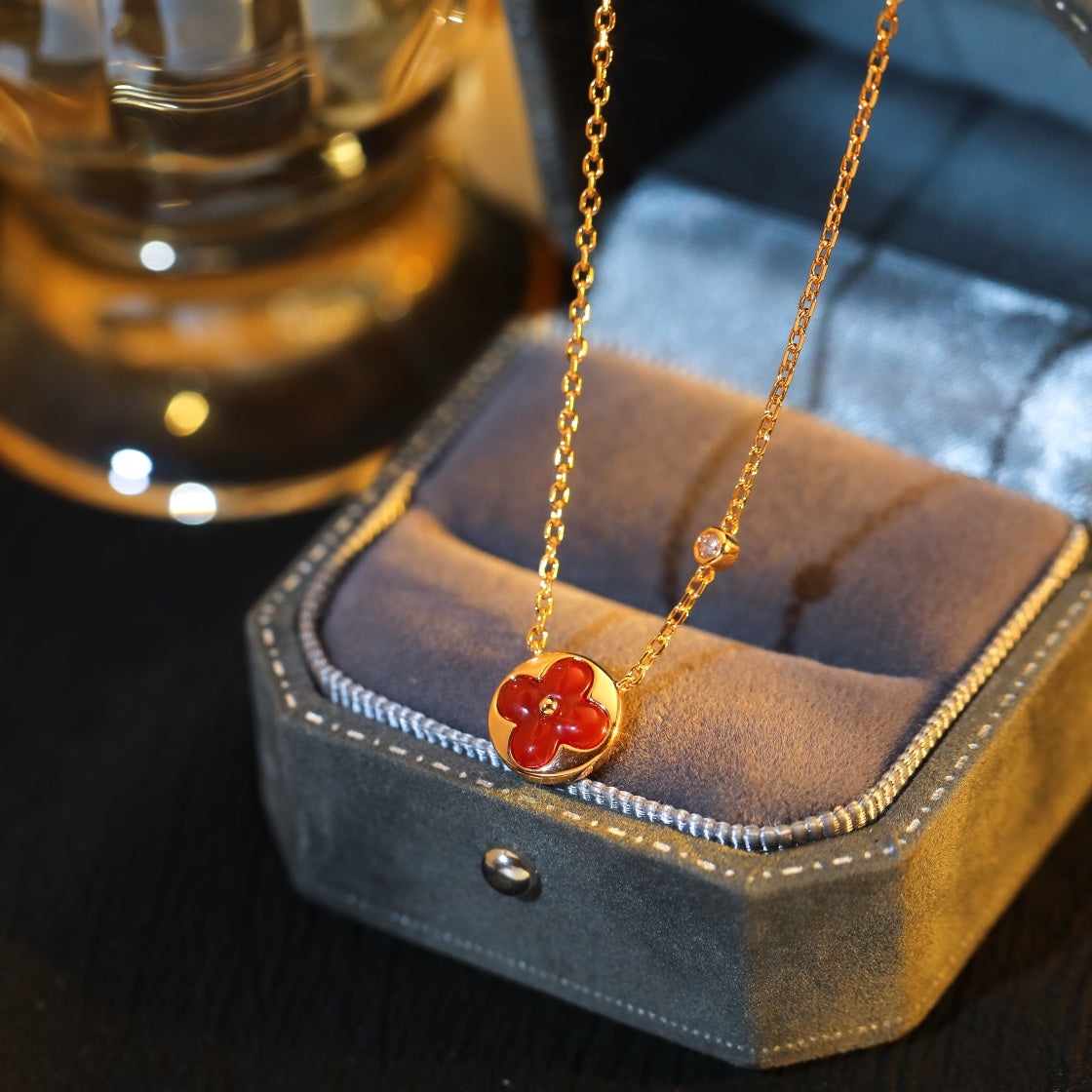 [Am jewelry]SUN PEDANT PINK GOLD 1 DIAMOND NECKLACE