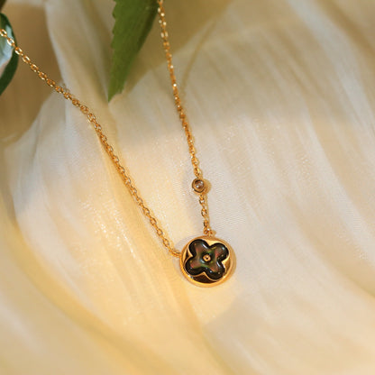 [Am jewelry]SUN PEDANT PINK GOLD 1 DIAMOND NECKLACE