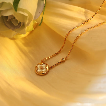 [Am jewelry]SUN PEDANT PINK GOLD 1 DIAMOND NECKLACE