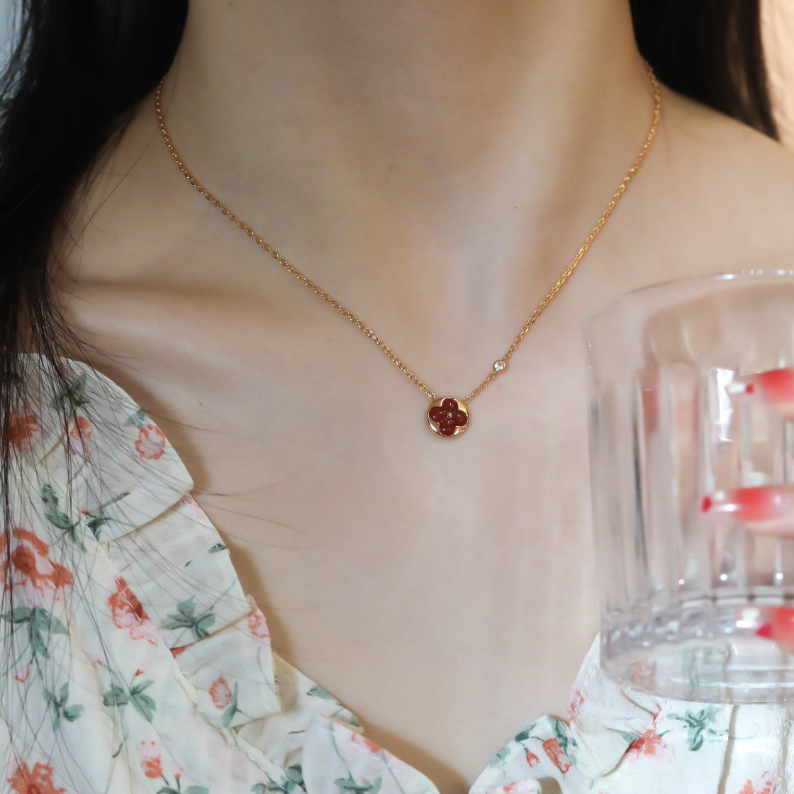 [Am jewelry]SUN PEDANT PINK GOLD 1 DIAMOND NECKLACE