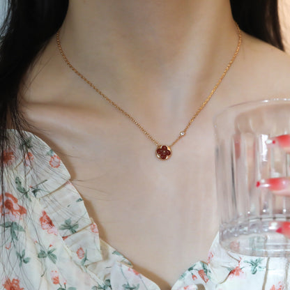 [Am jewelry]SUN PEDANT PINK GOLD 1 DIAMOND NECKLACE