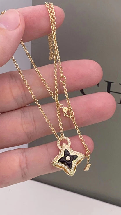 [Am jewelry]STAR PEDANT PINK GOLD DIAMOND NECKLACE