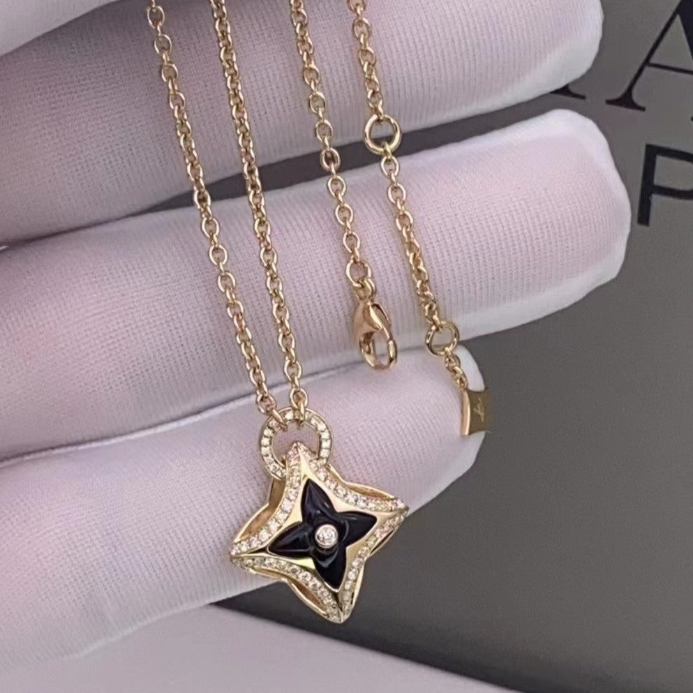 [Am jewelry]STAR PEDANT PINK GOLD DIAMOND NECKLACE