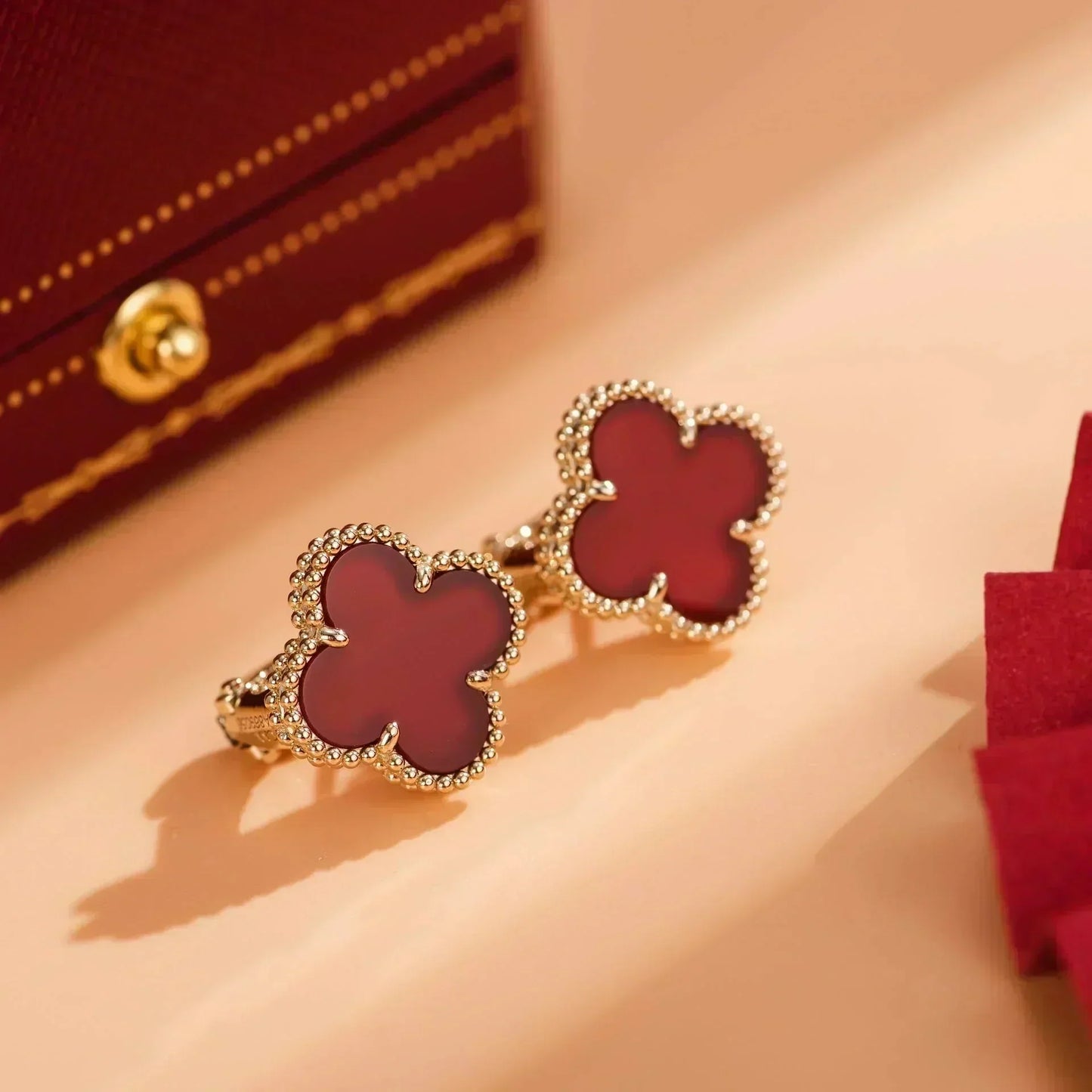 [Am jewelry]CLOVER MEDIUM 1 MOTIFS CARNELIAN  EARRINGS