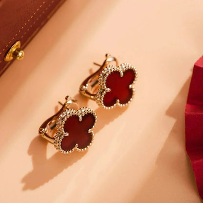 [Am jewelry]CLOVER MEDIUM 1 MOTIFS CARNELIAN  EARRINGS