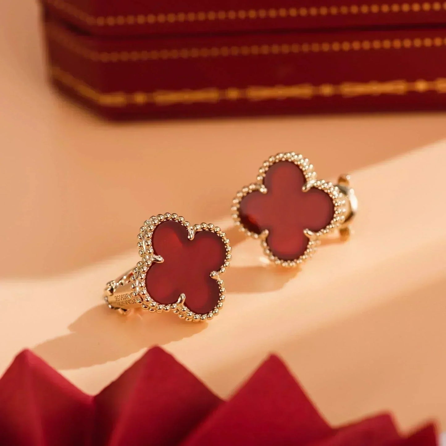 [Am jewelry]CLOVER MEDIUM 1 MOTIFS CARNELIAN  EARRINGS