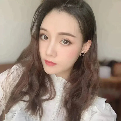 [Am jewelry]CLOVER MEDIUM 1 MOTIFS  ONYX STUD EARRINGS