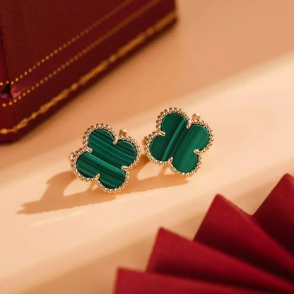 [Am jewelry]CLOVER MEDIUM 1 MOTIFS MALACHITE  EARRINGS