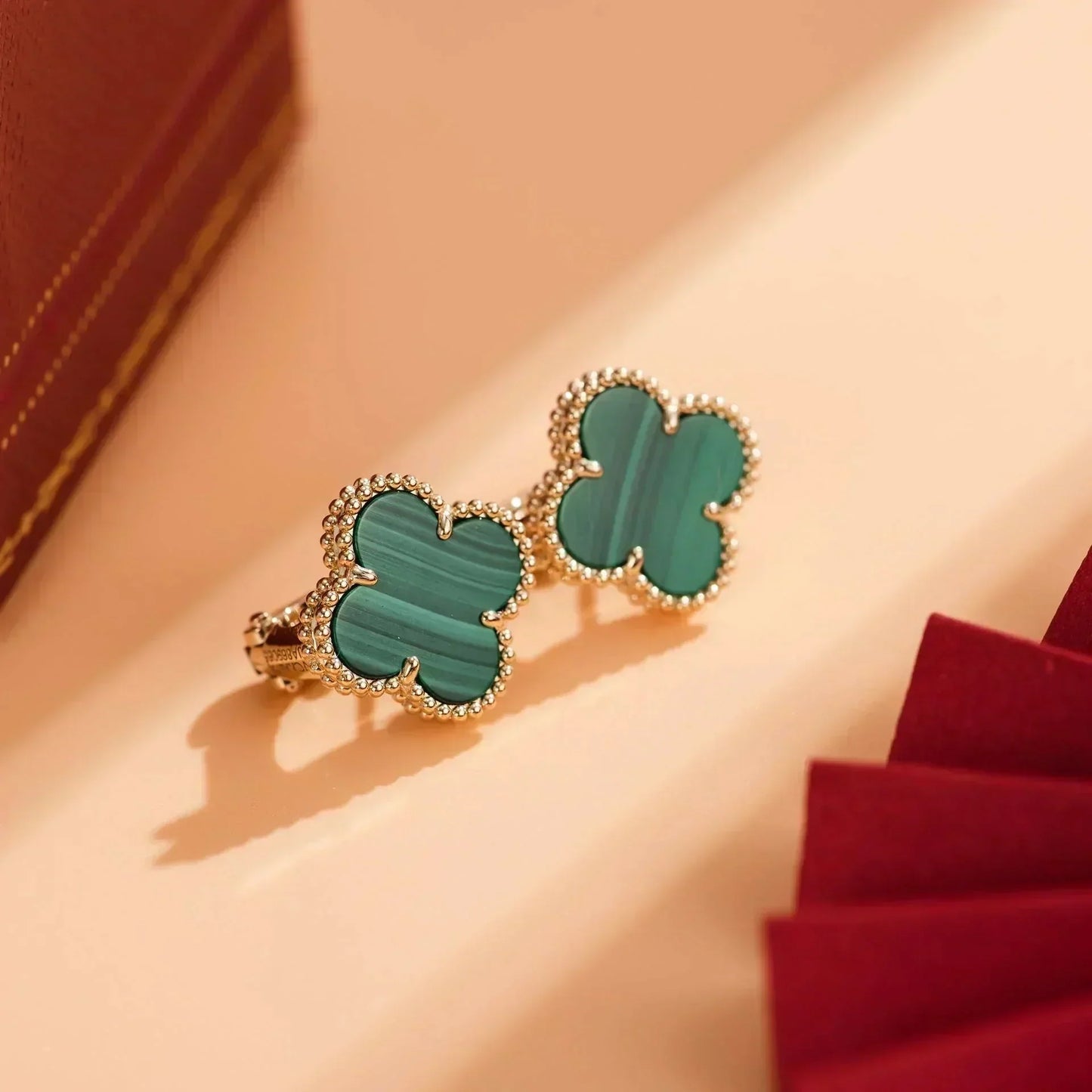 [Am jewelry]CLOVER MEDIUM 1 MOTIFS MALACHITE  EARRINGS