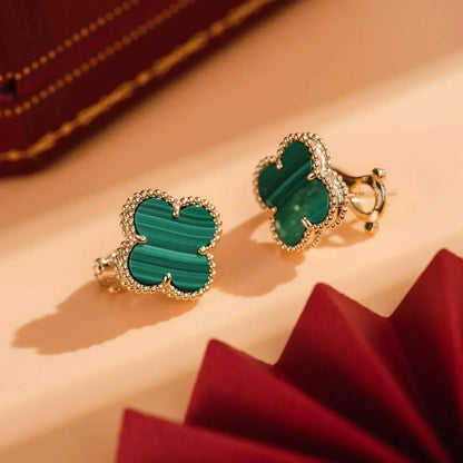 [Am jewelry]CLOVER MEDIUM 1 MOTIFS MALACHITE  EARRINGS