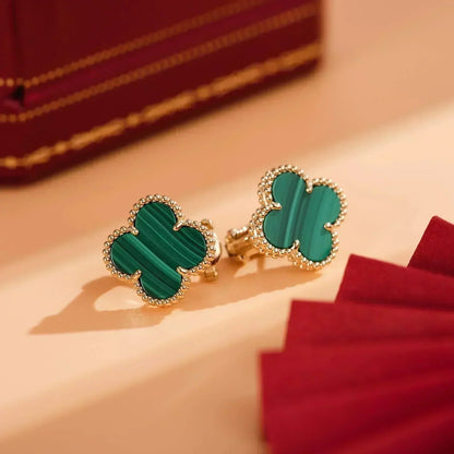 [Am jewelry]CLOVER MEDIUM 1 MOTIFS MALACHITE  EARRINGS