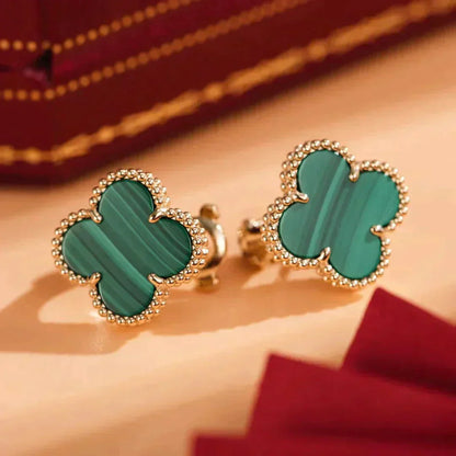 [Am jewelry]CLOVER MEDIUM 1 MOTIFS MALACHITE  EARRINGS