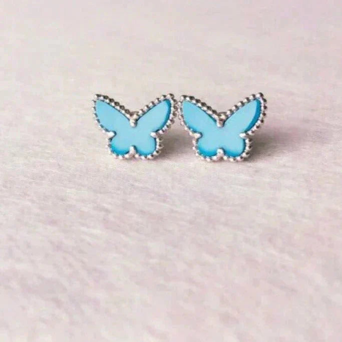 [Am jewelry]BUTTERFLY TURQUOISE EARRINGS SILVER