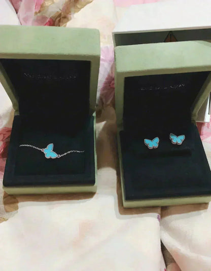 [Am jewelry]BUTTERFLY TURQUOISE EARRINGS SILVER