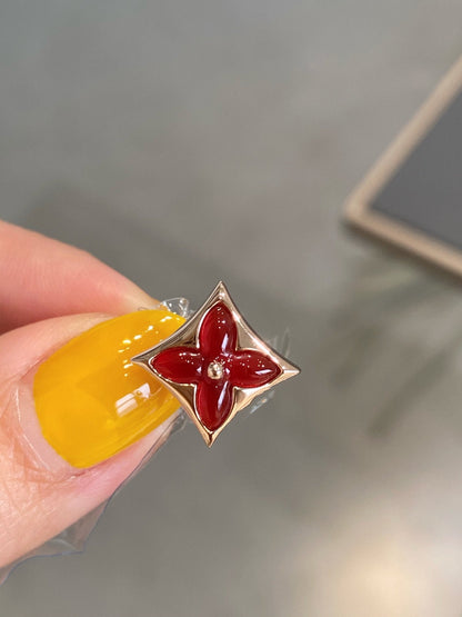 [Am jewelry]STAR AND SUN PINK GOLD CARNELIAN STUD EARRINGS